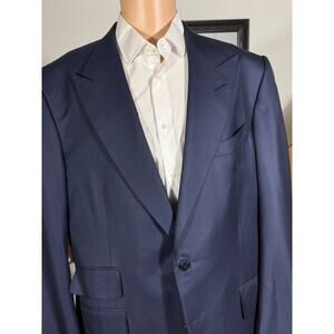 Tom Ford Navy Blue Peak Lapel blazer suit jacket 58IT 48R US Wool Windsor EUC